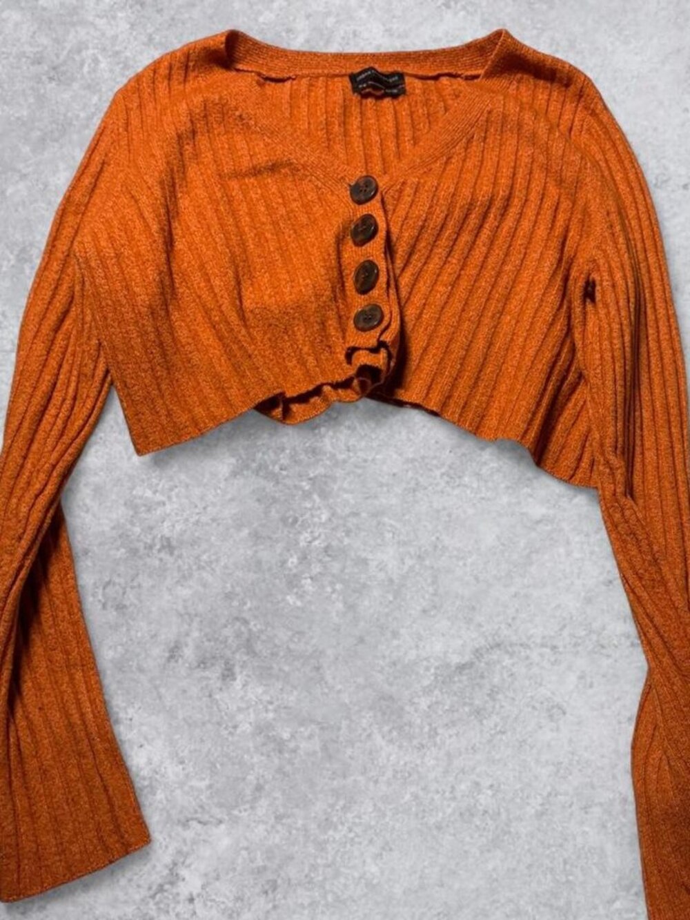 Urban Outfitters pumpkin orange cropped cardigan with buttons - Size M